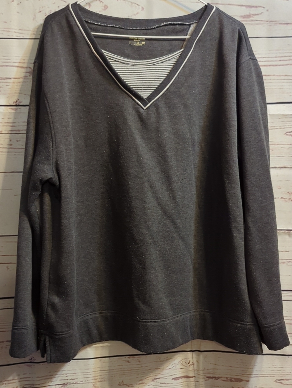 Bobbie Brooks Charcoal V-Neck Layered Sweatshirt